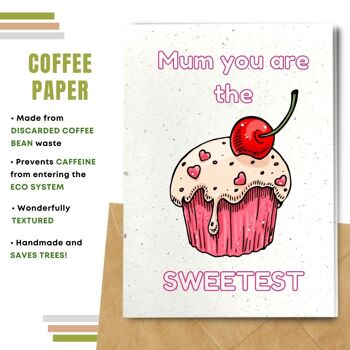 Fait à la main respectueux de l'environnement | Lot de 5 cartes de fête des mères en papier à planter ou en matériau organique Mum's The Sweetest 10