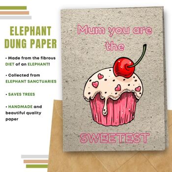 Fait à la main respectueux de l'environnement | Lot de 5 cartes de fête des mères en papier à planter ou en matériau organique Mum's The Sweetest 20