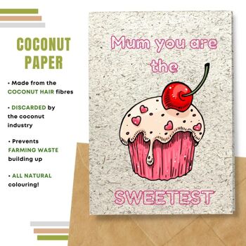 Fait à la main respectueux de l'environnement | Lot de 5 cartes de fête des mères en papier à planter ou en matériau organique Mum's The Sweetest 19