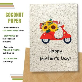 Fait à la main respectueux de l'environnement | Graines plantables ou papier de matière organique Cartes de fête des mères Tournesol Carte simple 10