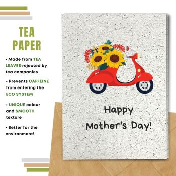Fait à la main respectueux de l'environnement | Graines plantables ou papier de matière organique Cartes de fête des mères Tournesol Carte simple 11