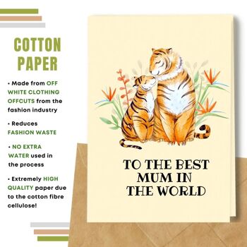 Fait à la main respectueux de l'environnement | Semences plantables ou papier de matière organique Cartes de fête des mères Tiger Mum Single Card 3