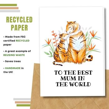Fait à la main respectueux de l'environnement | Semences plantables ou papier de matière organique Cartes de fête des mères Tiger Mum Single Card 4