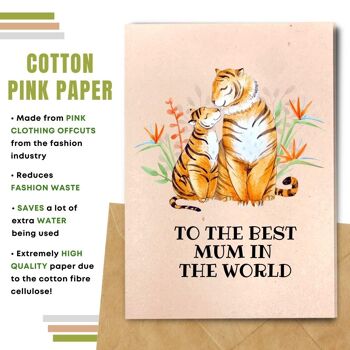 Fait à la main respectueux de l'environnement | Semences plantables ou papier de matière organique Cartes de fête des mères Tiger Mum Single Card 6