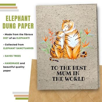 Fait à la main respectueux de l'environnement | Semences plantables ou papier de matière organique Cartes de fête des mères Tiger Mum Single Card 7