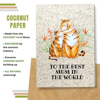Fait à la main respectueux de l'environnement | Lot de 5 cartes de fête des mères en papier pour graines ou matières organiques à planter Tiger Mum 7