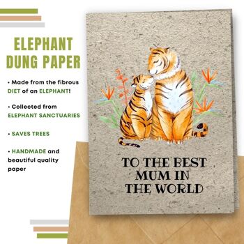 Fait à la main respectueux de l'environnement | Lot de 5 cartes de fête des mères en papier pour graines ou matières organiques à planter Tiger Mum 9