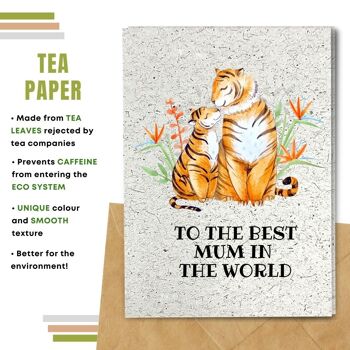Fait à la main respectueux de l'environnement | Lot de 5 cartes de fête des mères en papier pour graines ou matières organiques à planter Tiger Mum 11