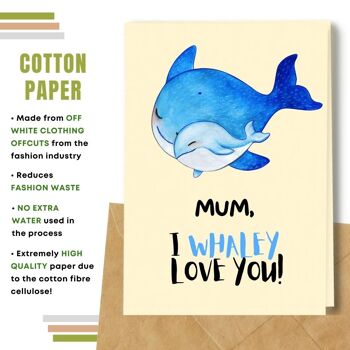 Fait à la main respectueux de l'environnement | Lot de 5 cartes de fête des mères en papier à planter ou en matériau organique Baleines bleues 3