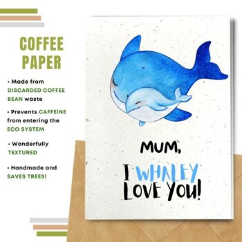 Fait à la main respectueux de l'environnement | Lot de 5 cartes de fête des mères en papier à planter ou en matériau organique Baleines bleues 4
