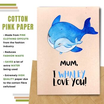 Fait à la main respectueux de l'environnement | Lot de 5 cartes de fête des mères en papier à planter ou en matériau organique Baleines bleues 6