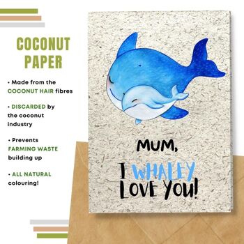 Fait à la main respectueux de l'environnement | Lot de 5 cartes de fête des mères en papier à planter ou en matériau organique Baleines bleues 8