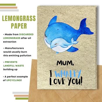 Fait à la main respectueux de l'environnement | Lot de 5 cartes de fête des mères en papier à planter ou en matériau organique Baleines bleues 9