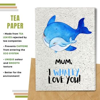 Fait à la main respectueux de l'environnement | Lot de 5 cartes de fête des mères en papier à planter ou en matériau organique Baleines bleues 10