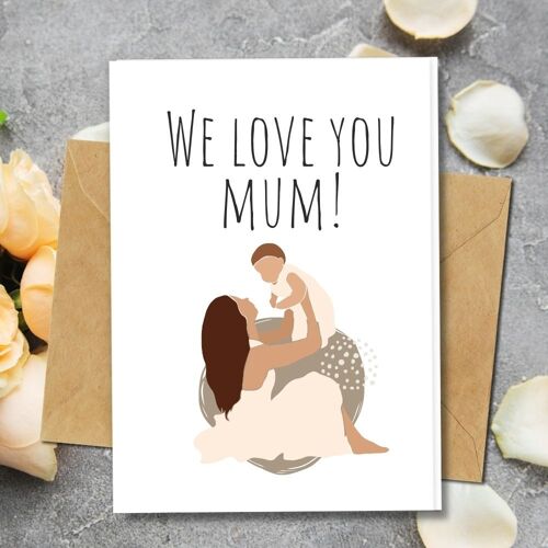 Handmade Eco Friendly | Plantable Seed or Organic Material Paper Mother's Day Cards We Love you Mum Single Card