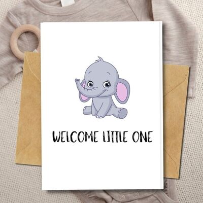 Handmade Eco Friendly | Plantable Seed or Organic Material Paper New Baby Cards Baby Elephant Single Card