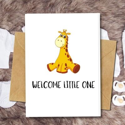Handmade Eco Friendly | Plantable Seed or Organic Material Paper New Baby Cards Baby Giraffe Single Card