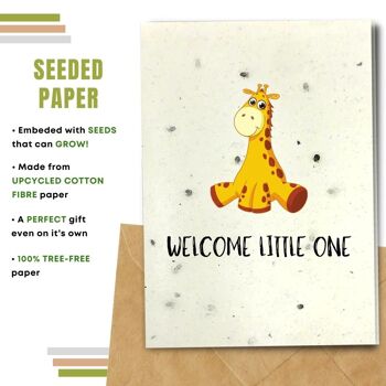 Fait à la main respectueux de l'environnement | Semences à planter ou papier de matière organique New Baby Cards Baby Giraffe Lot de 5 2