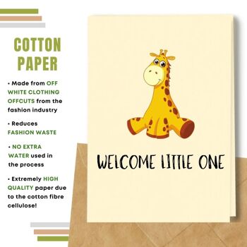 Fait à la main respectueux de l'environnement | Semences à planter ou papier de matière organique New Baby Cards Baby Giraffe Lot de 5 3