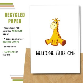 Fait à la main respectueux de l'environnement | Semences à planter ou papier de matière organique New Baby Cards Baby Giraffe Lot de 5 4