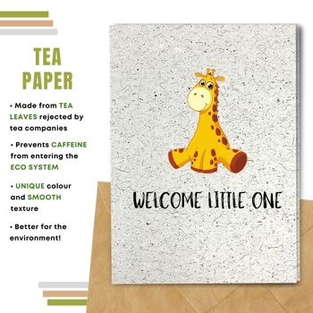 Fait à la main respectueux de l'environnement | Semences à planter ou papier de matière organique New Baby Cards Baby Giraffe Lot de 5 5