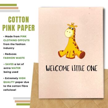 Fait à la main respectueux de l'environnement | Semences à planter ou papier de matière organique New Baby Cards Baby Giraffe Lot de 5 10