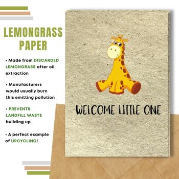 Fait à la main respectueux de l'environnement | Semences à planter ou papier de matière organique New Baby Cards Baby Giraffe Lot de 5 11