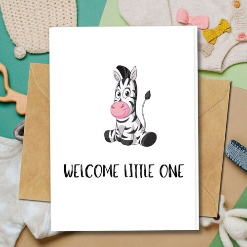 Handmade Eco Friendly | Plantable Seed or Organic Material Paper New Baby Cards Baby Zebra Single Card