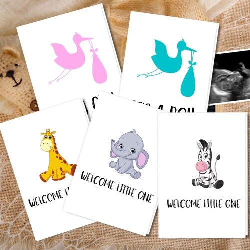 Handmade Eco Friendly | Plantable Seed or Organic Material Paper New Baby Cards New Baby Cards Pack of 5