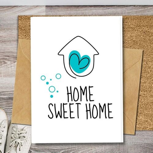 Handmade Eco Friendly | Plantable Seed or Organic Material Paper New Home Cards Home Sweet Home, Blue Single Card
