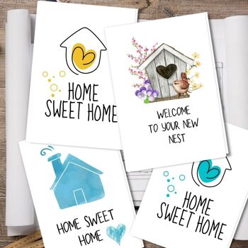 Fait à la main respectueux de l'environnement | Semences à planter ou papier de matière organique New Home Cards New Home Cards Pack de 5