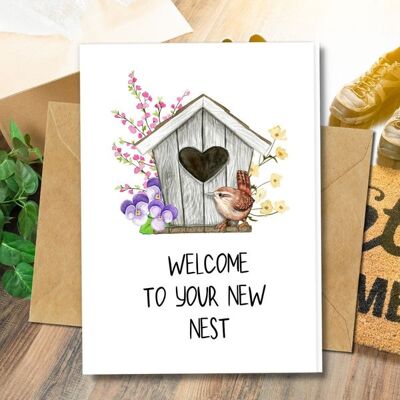 Handmade Eco Friendly | Plantable Seed or Organic Material Paper New Home Cards New Nest Pack of 5