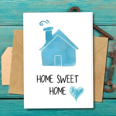 Handmade Eco Friendly | Plantable Seed or Organic Material Paper New Home Cards Home is where the Heart is Single Card