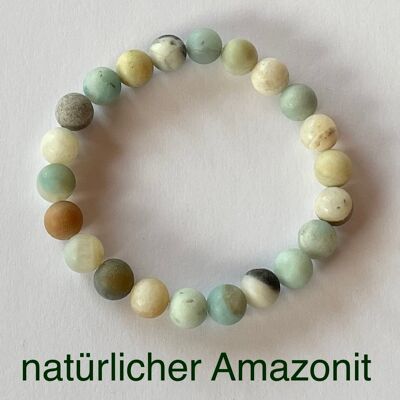 Perlenarmband aus natürlichen Edelsteinen, Amazonit Perlen, 8mm - 17 cm - Amazonit