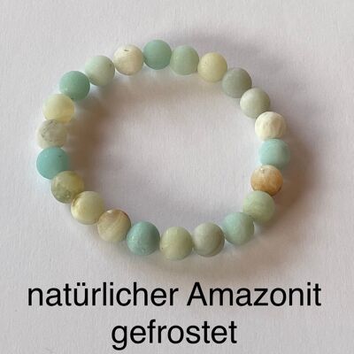 Perlenarmband aus natürlichen Edelsteinen, Amazonit Perlen, 8mm - 17 cm - Amazonit gefrostet