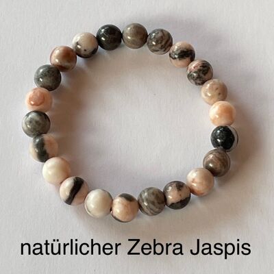 Perlenarmband aus natürlichen Edelsteinen, Amazonit Perlen, 8mm - 17 cm - Zebra Jaspis
