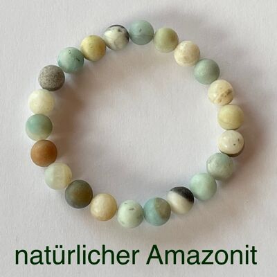 Perlenarmband aus natürlichen Edelsteinen, Amazonit Perlen, 8mm - 21cm - Amazonit