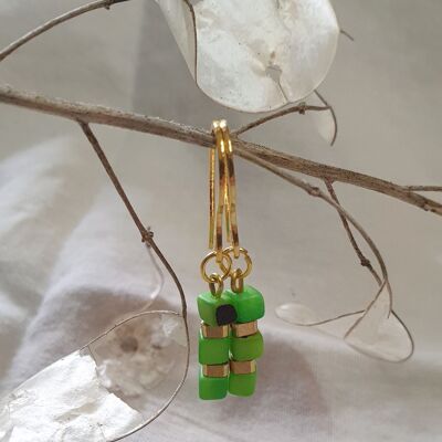 Leticia Mini Tagua Nut Drop Earrings - Lime Green
