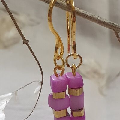 Leticia Mini Tagua Nut Drop Earrings - Pink