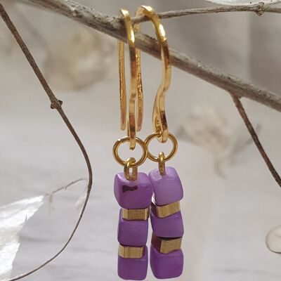 Leticia Mini Tagua Nut Drop Earrings - Purple
