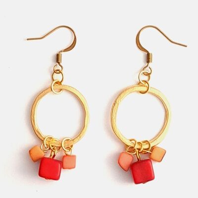 Leticia Mini Tagua Nut and Brass Hoop Earrings