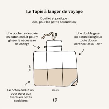 Tapis à Langer de Voyage - Fougère Blanc Craie 4