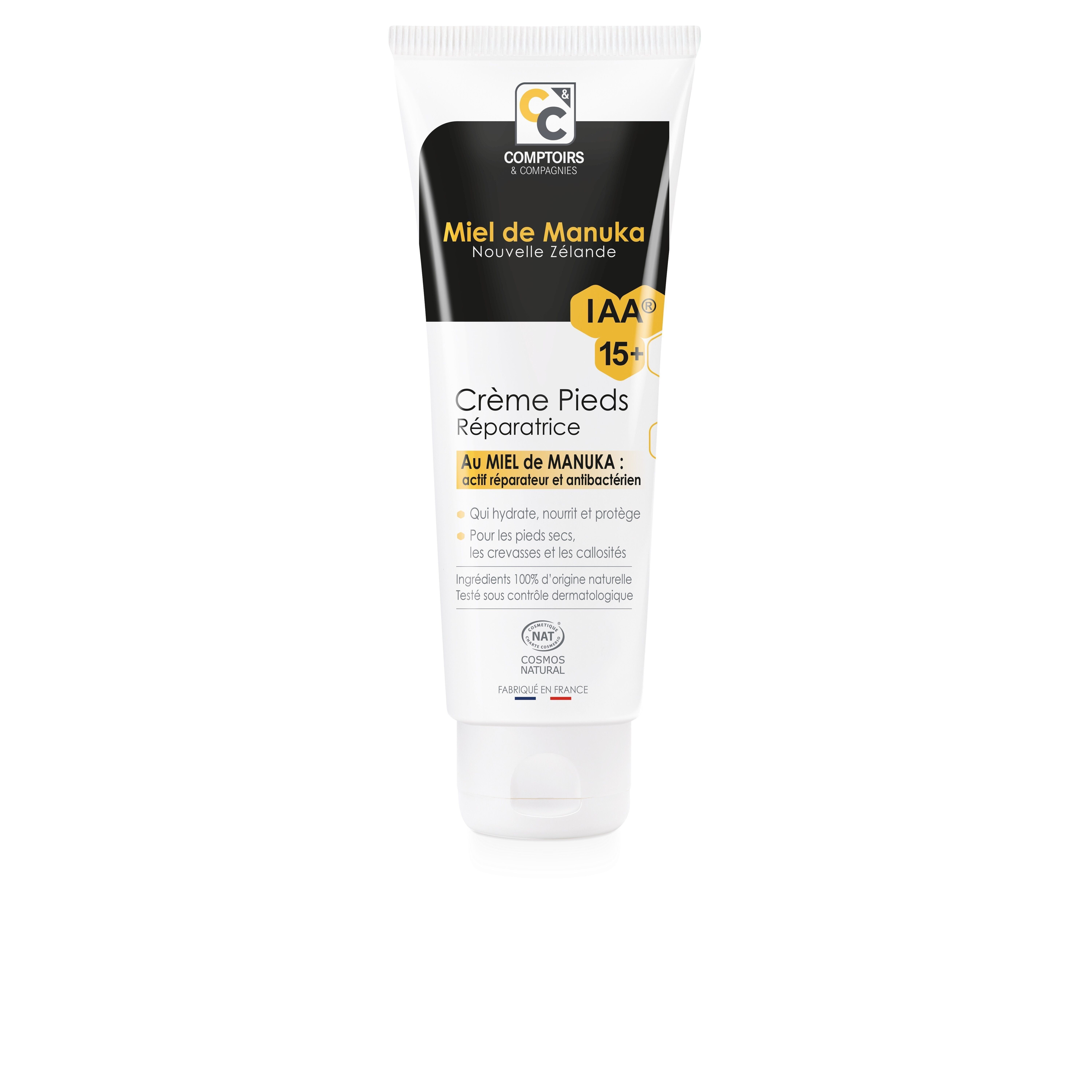 Comptoirs et Compagnies - Manuka Honey Repairing Foot Cream IAA15+ - Repairs Nourishes - Dry Feet - Cosmos Natural Certified - 75ml