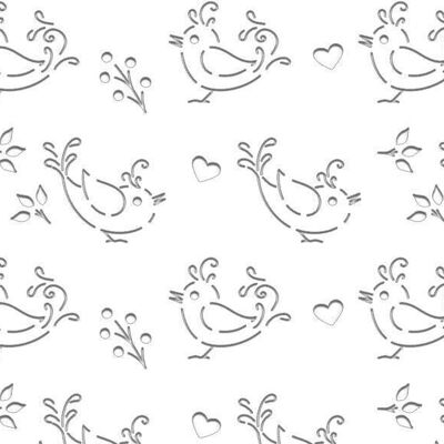 Carte silhouette "Oiseaux, blanc brillant", 23 x 33 cm
