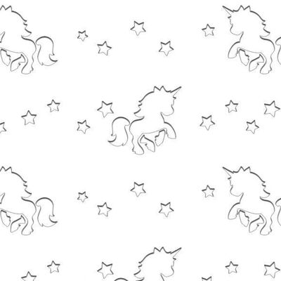 "Unicorns, bright white" silhouette card, 23 x 33 cm