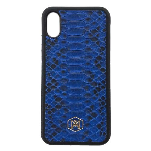 Cover Blu Iphone X / XS in pelle di Pitone