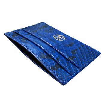 Porte-cartes en cuir Python bleu 2