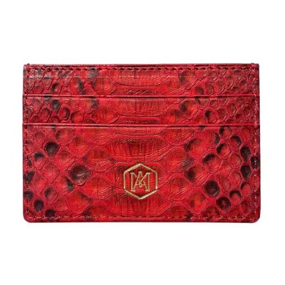 Red Python leather card holder