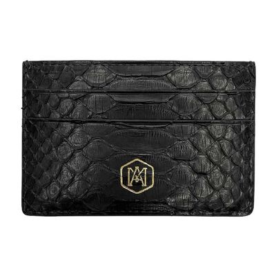 Porte-cartes en cuir Python noir