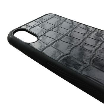 Coque Iphone X / XS en Cuir Crocodile Embossé Noir 2